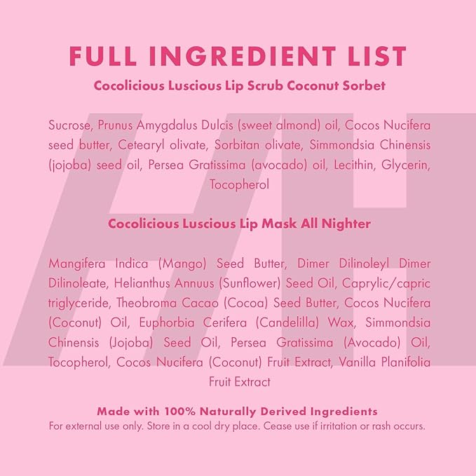 100% Natural Lip Scrub Vegan Conditioning Coconut Lip Exfoliator Gentle Exfoliant Sugar Lip Polish and Lip Exfoliator Scrubber for Chapped and Dry Lips (Lip Scrub and Mask Gift Set)