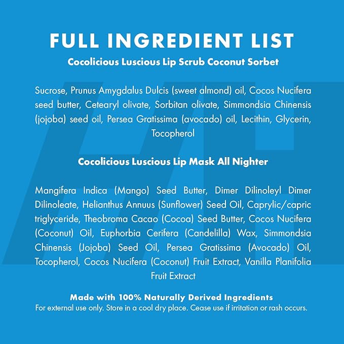 100% Natural Lip Scrub and Lip Mask Vegan Conditioning Coconut Lip Exfoliator - Gentle Exfoliant Sugar Lip Polish Lip Exfoliator Scrubber for Chapped and Dry Lips (Original 3pc Set)