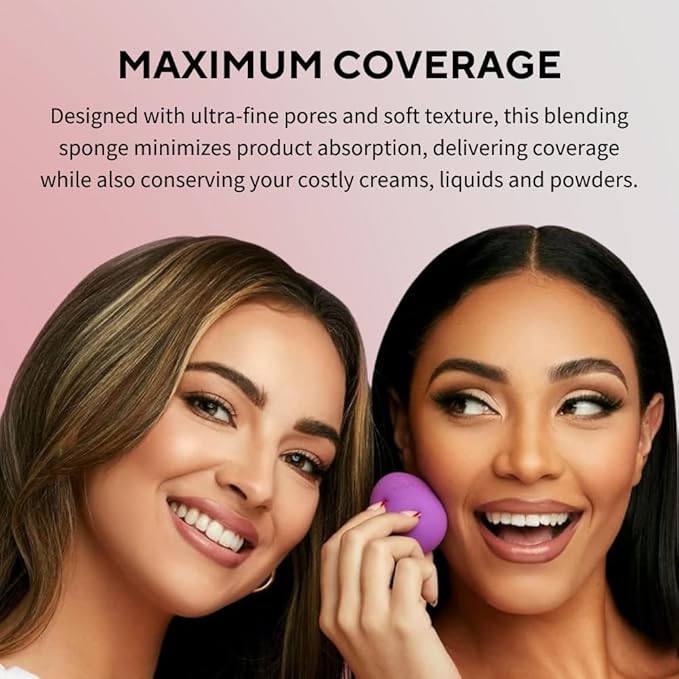 UVé Beauty Sponge Makeup Blender 3 Pack - Violet Makeup Sponges for Blending Foundations, Powders & Creams - Concealer Applicator Offers Full Coverage Vegan & Cruelty-Free Stays Clean Longer