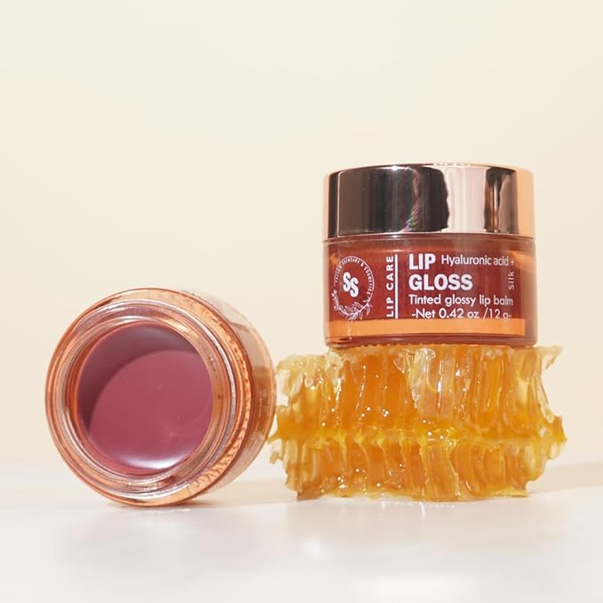 All natural lip gloss - for dry, chapped, sensitive lips | with grassfed tallow, Castor oil, CoQ10, Hyaluronic Acid and Silk - Ultra Moisturizing, Conditioning, Organic (0.4 fl oz/12 mL) (Cool Rose)