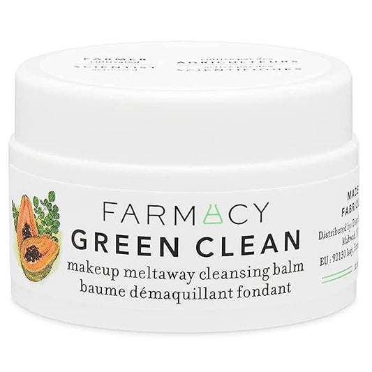 Farmacy Makeup Remover Cleansing Balm - Green Clean Waterproof Makeup Remover Balm + Oil Cleanser for Face - Gently Melts Make Up + SPF - Hydrates + Softens Skin with Super Greens + Papaya (12ml)