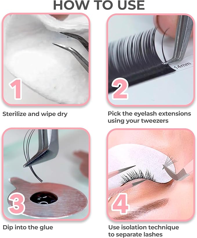 STACY LASH Eyelash Extension Tweezers/Precision Tool For Premade Fans & Volume Extensions/Curved Tip/False Lashes Supplies