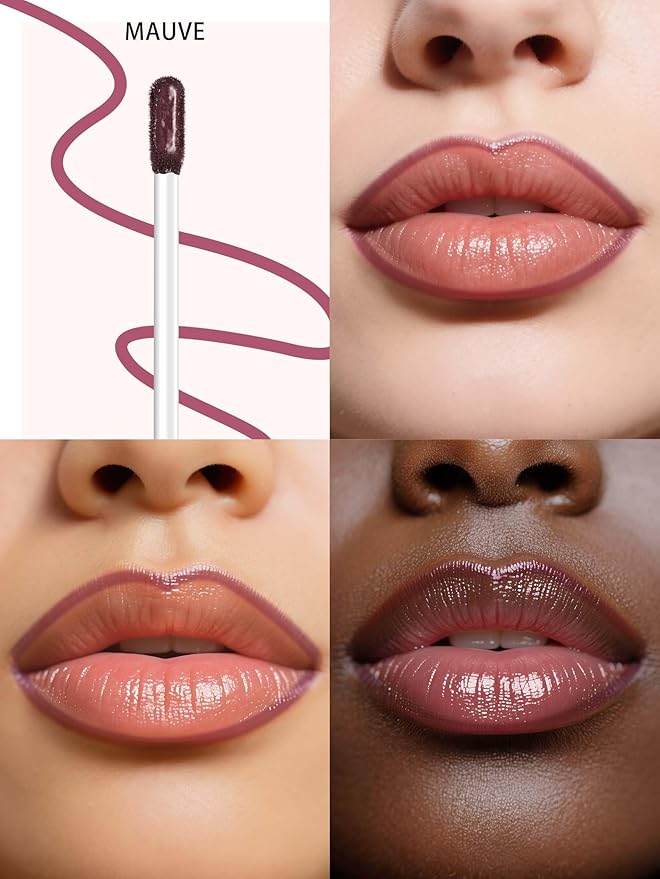 Lip Stain Peel Off Lip Liner Stain with Tweezer, Long Lasting Matte Lip Tint Tattoo, Highly Pigmented Color Lip Makeup, Waterproof Lipstick, Transfer-proof Lipstain for Women, Mauve