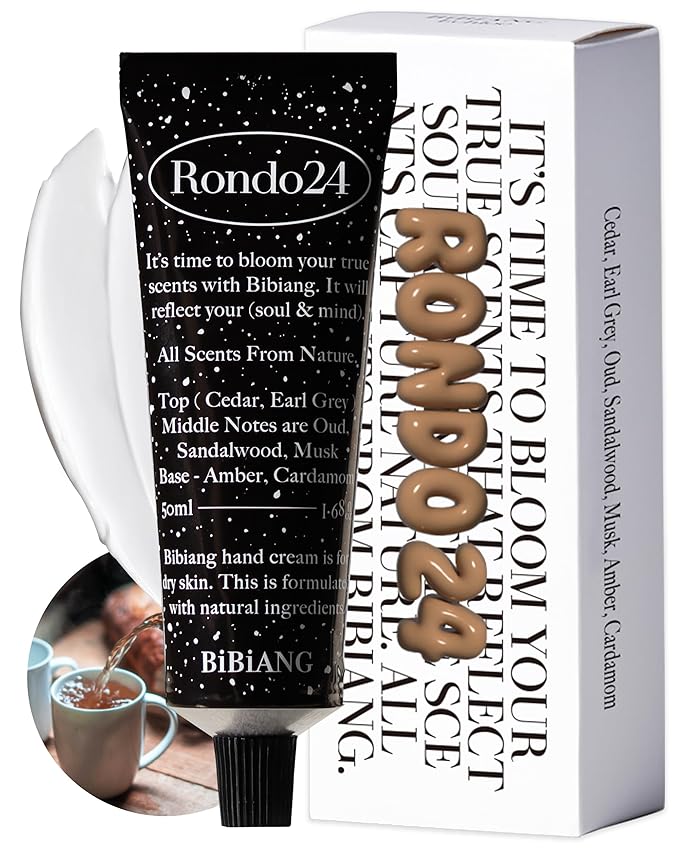 Rondo24 Hand Cream - Korean Hand Care for Moisturizing & Nourishment - Hydrating Hand Care Formula with Cedarwood Musk Scent, Shea Butter & Niacinamide - 1.69oz