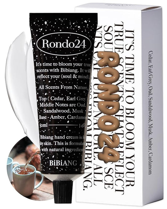 Rondo24 Hand Cream - Korean Hand Care for Moisturizing & Nourishment - Hydrating Hand Care Formula with Cedarwood Musk Scent, Shea Butter & Niacinamide - 1.69oz